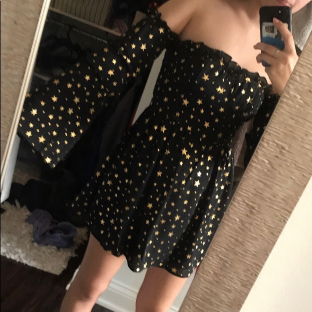 Nasty gal Star Mini Dress Black and Gold